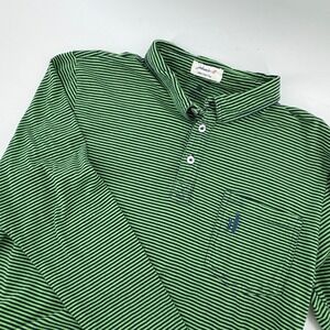 Johnnie-O Shirt Mens Medium Green Long Sleeve Polo Pocket Surfer Logo